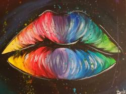 The image for Friday $35: Reservations Required: Rainbow Lips! ADD GLITTER and splatter paint!